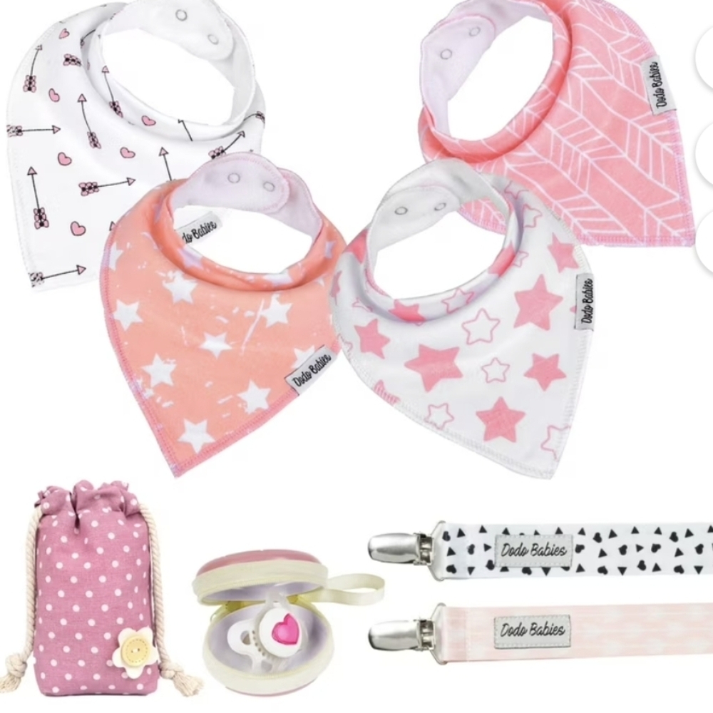 Zara Pink and White Star Pattern Bib Set